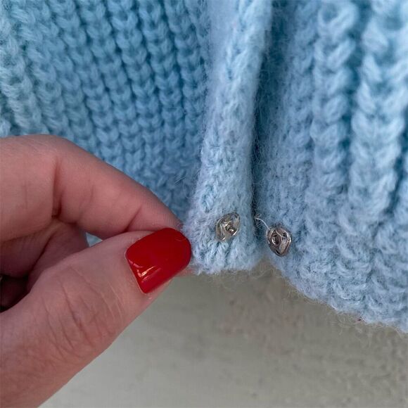 Vintage Boepple Women's Cardigan Sweater M Light Blue Knit - Picture 4 of 13